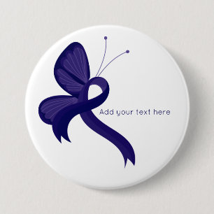 Donkerblauw bewustzijn Button lint Butterfly