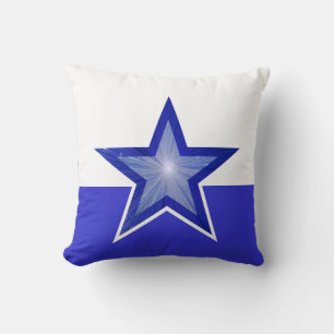 Donkerblauw blauw Star-kussen, vierkant blauw wit Kussen