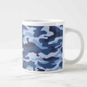 Donkerblauw camouflagepatroon extra grote beker