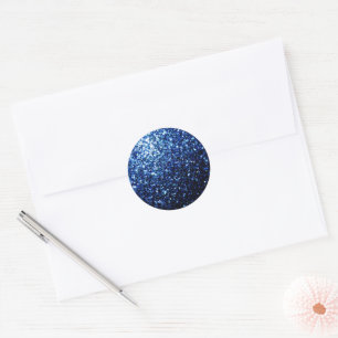 Donkerblauw diep glanzend nepschittertje fonkeltje ronde sticker