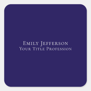 Donkerblauw Eenvoudig Elegant Professioneel Modern Vierkante Sticker