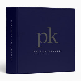 Donkerblauw eenvoudig modern minimalistisch monogr 1 1/2" multomap