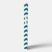 Donkerblauw en beige retro Chevron Monogram Case-Mate iPhone Case (Achterkant / Rechts)