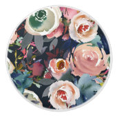 Donkerblauw en Blush roze Waterverf Afbeelding Keramische Knop (Voorkant)