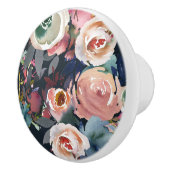 Donkerblauw en Blush roze Waterverf Afbeelding Keramische Knop (Rechts)