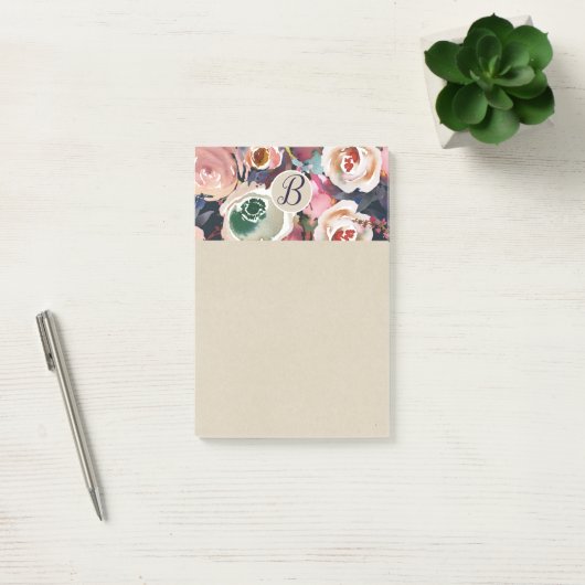 Donkerblauw en Blush roze Waterverf Afbeelding Post-it® Notes (Kantoor)