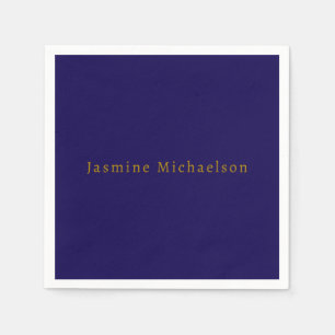 Donkerblauw en goud Schattige Minimalistische Eige Servet