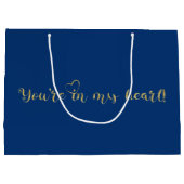 Donkerblauw en goudelegante luxe glitter groot cadeauzakje (Achterkant)