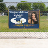 Donkerblauw en gouden Afstuderen Foto Spandoek (Insitu)