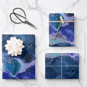 Donkerblauw en Paars zeewater Inpakpapier Vel