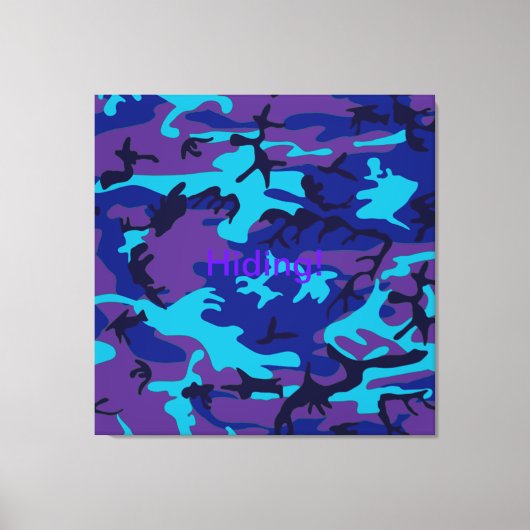 Donkerblauw en Paarse Camo Stretched Canvas Print (Voorkant)