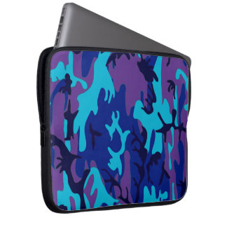 Donkerblauw en Paarse Camouflage Laptop Sleeve