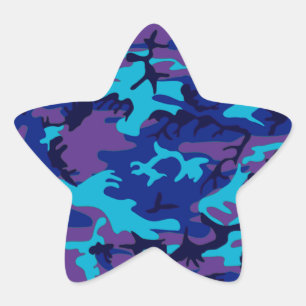 Donkerblauw en Paarse Camouflage Star Sticker