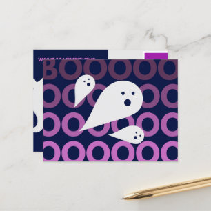 Donkerblauw en Paarse minimalistische Halloween Sc Feestdagenkaart