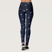Donkerblauw en Roos goudroze litterstrips Leggings (Achterkant)