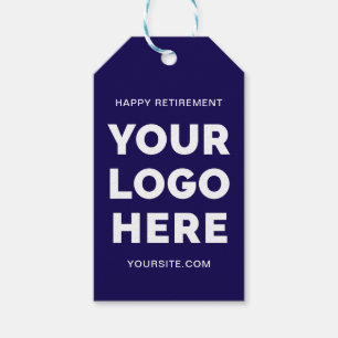 Donkerblauw en wit Business Logo Happy Retirement Cadeaulabel
