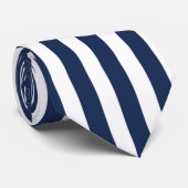 Donkerblauw en wit Custom Vertical-Striped Stropda Stropdas (Opgerold)