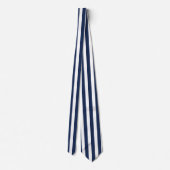 Donkerblauw en wit Custom Vertical-Striped Stropda Stropdas (Achterkant)