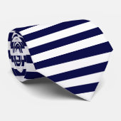 Donkerblauw en wit horizontaal gestreept Stropdas (Opgerold)