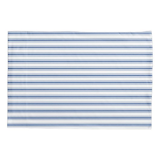 Donkerblauw en wit matras dat Narrow Stripe Kussensloop (Achterkant-Links)