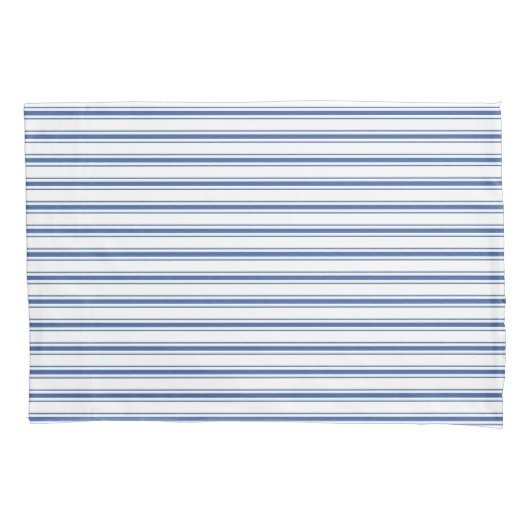 Donkerblauw en wit matras dat Narrow Stripe Kussensloop (Voorkant-Links)