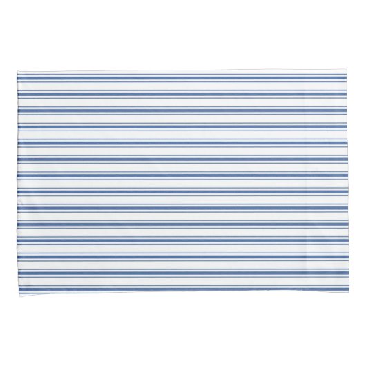 Donkerblauw en wit matras dat Narrow Stripe Kussensloop (Voorkant-Rechts)