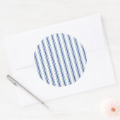 Donkerblauw en wit matras dat Narrow Stripe Ronde Sticker (Envelop)