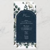 Donkerblauw en wit Modern Bloemengroen Menu (Voorkant / Achterkant)