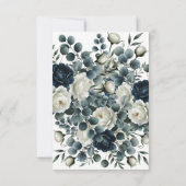 Donkerblauw en wit Modern Bloemengroen RSVP (Achterkant)