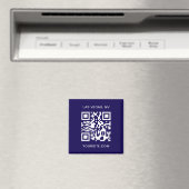 Donkerblauw en wit Moderne QR Code Promo Magneet (Insitu (Vaatwasser))