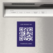 Donkerblauw en wit Moderne QR Code Promo Magneet (Insitu (Vaatwasser))