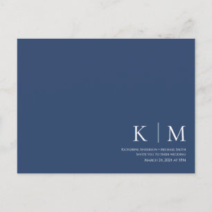 Donkerblauw en wit-RSVP-Wedding- Briefkaart