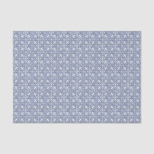 Donkerblauw en wit Spaans Azulejo-tegelpatroon Tissuepapier
