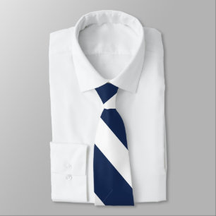 Donkerblauw en wit University Stripe Stropdas