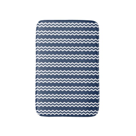 Donkerblauw en wit verticaal chaptisch ontwerp badmat (Voorkant Verticaal)