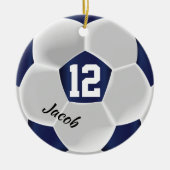 Donkerblauw en wit Voetbal Keramisch Ornament (Voorkant)