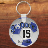 Donkerblauw en wit Voetbal Sleutelhanger (Achterkant)