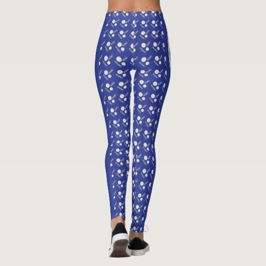 Donkerblauw en wit volleybalpatroon leggings (Achterkant)