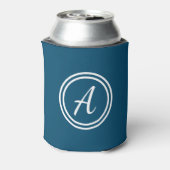 Donkerblauw en witte aangepaste monogram Koelbox Blikjeskoeler (Blikje Achterkant)