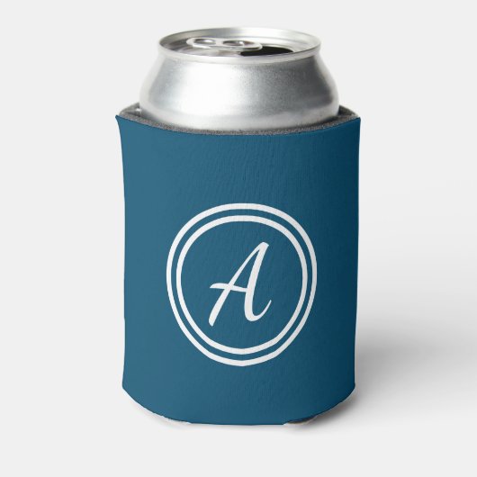 Donkerblauw en witte aangepaste monogram Koelbox Blikjeskoeler (Blikje Achterkant)