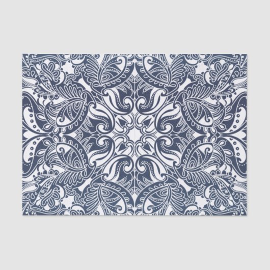  donkerblauw en witte paisley tissuepapier (Voorkant)