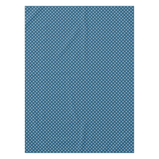 Donkerblauw en witte poka dot patroon tafelkleed (Voorkant)