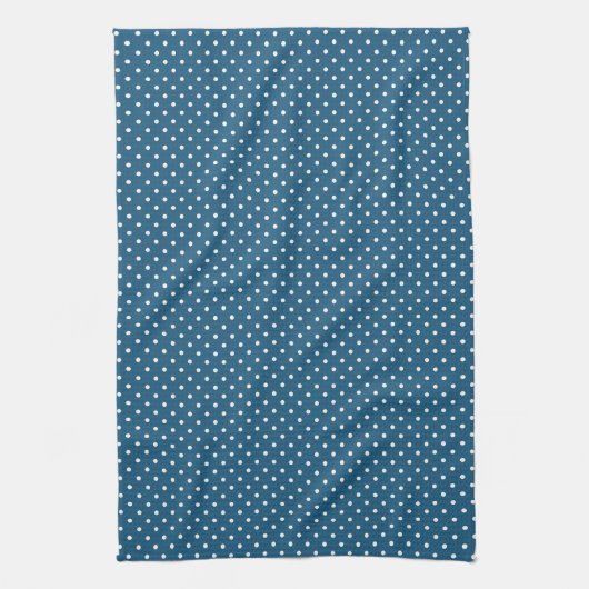 Donkerblauw en witte poka dot patroon theedoek (Verticaal)