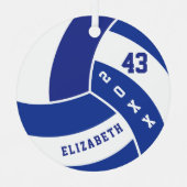 Donkerblauw en witte volleybal metalen ornament (Voorkant)