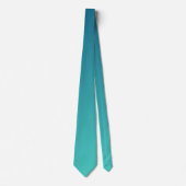 Donkerblauw en Zachte Cyaan Aqua Gradient Ombre Stropdas (Voorkant)