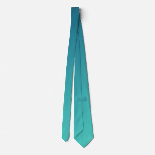 Donkerblauw en Zachte Cyaan Aqua Gradient Ombre Stropdas (Achterkant)