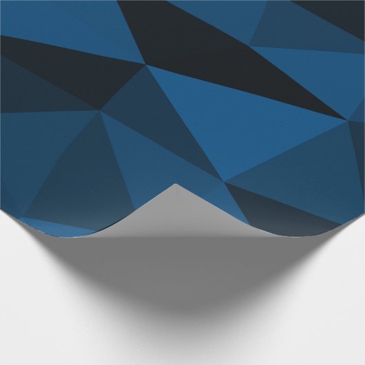 Donkerblauw en zwart geometrisch maaspatroon cadeaupapier (Hoek)