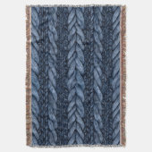 Donkerblauw faux brok gebreid deken (Voorkant Verticaal)