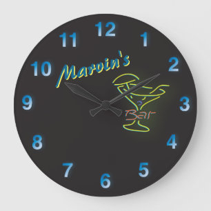 Donkerblauw 🍻🕰 Faux Neon Sign Custom Mancave Bar Grote Klok