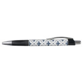 Donkerblauw Fleur De Lis patroon op witte achtergr Pen (Bovenkant)
